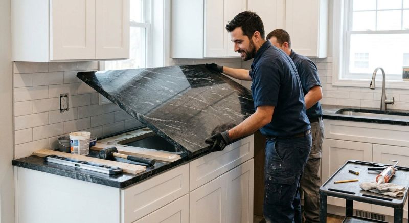 Granite Slab Installation in Roseville, CA