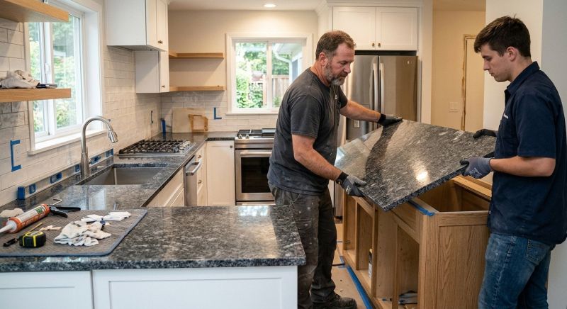 Granite Slab Installation in Marin County, CA